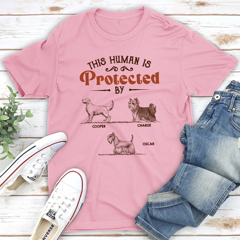 My Dogs Protect Me - Personalized Custom Unisex 5.3 oz T-shirt for Pet Lovers