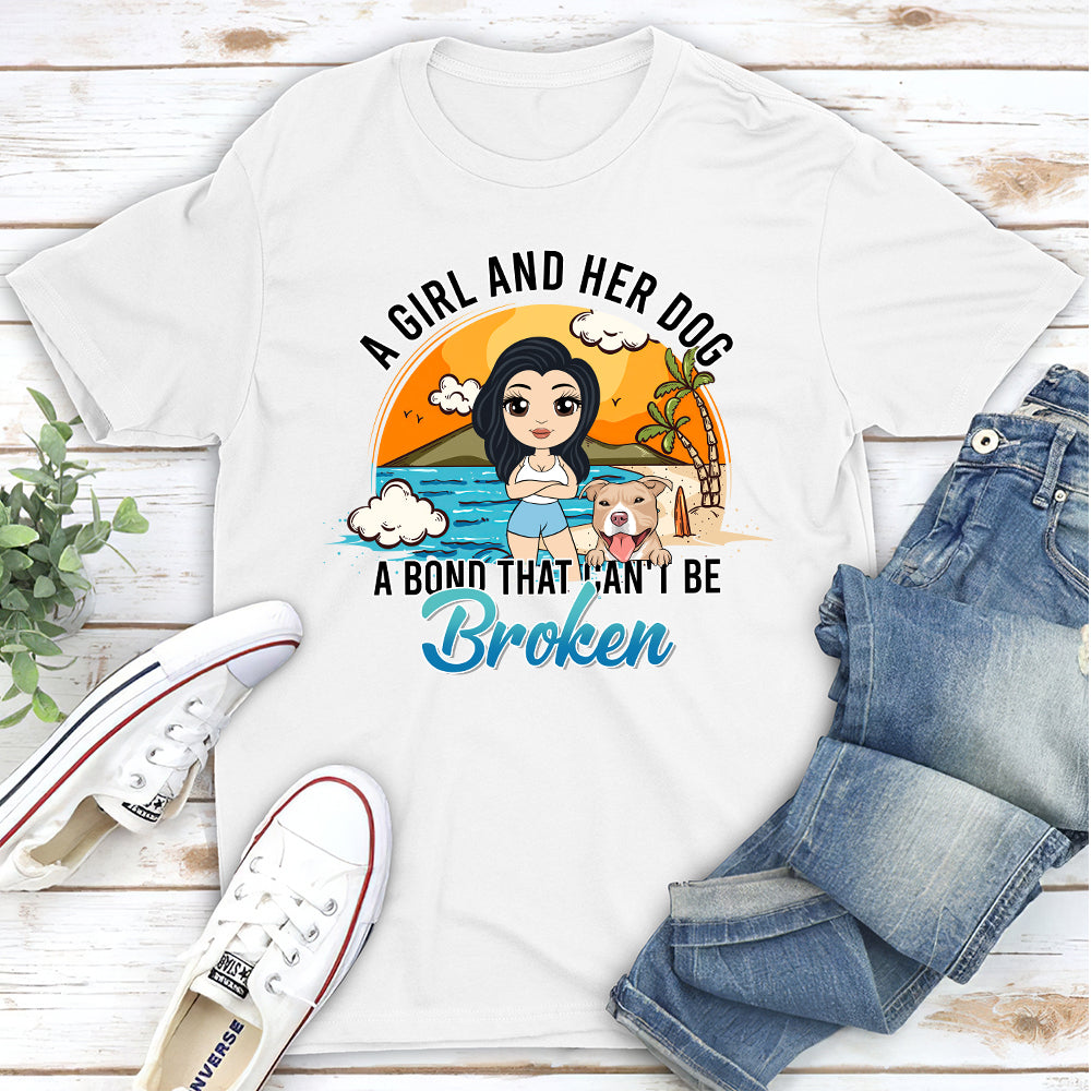 Girl And Dog 1 - Personalized Custom Unisex 5.3 oz T-shirt for Pet Lovers