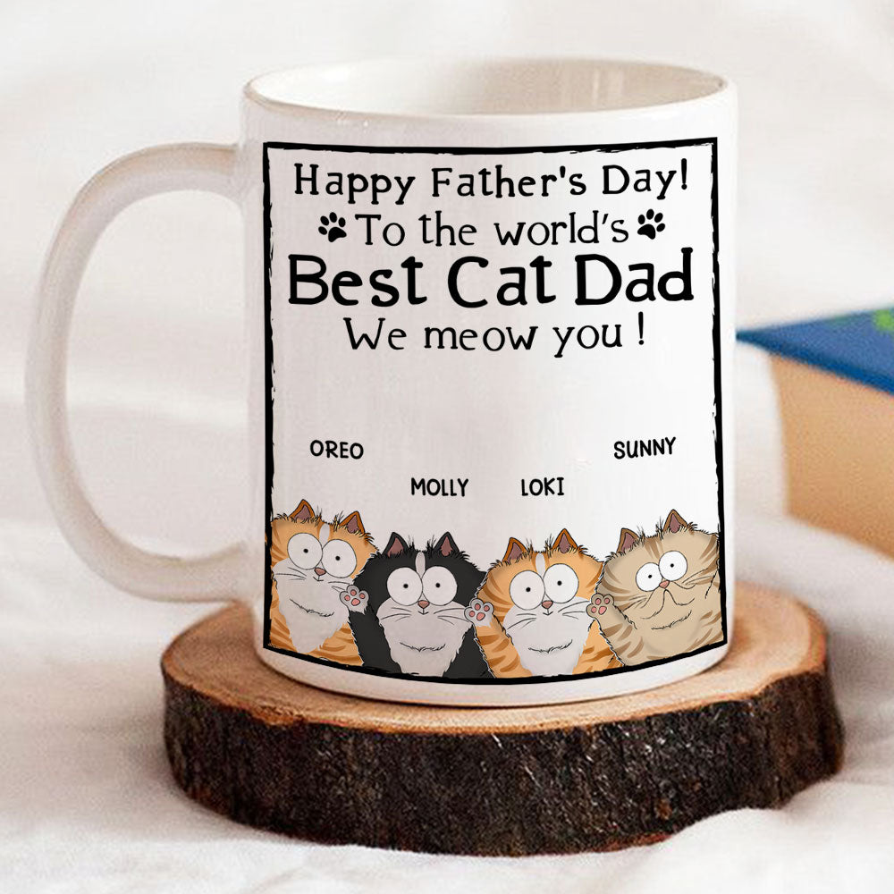 Meow My Cat Dad - Customizable Personalized Coffee Mug for Pet Lovers