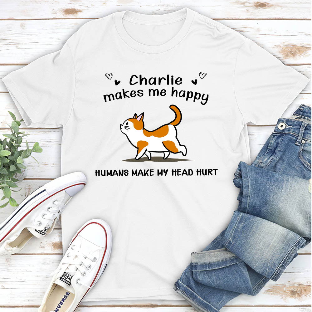 Cats Make Me Happy - Personalized Custom Unisex 5.3 oz T-shirt for Pet Lovers