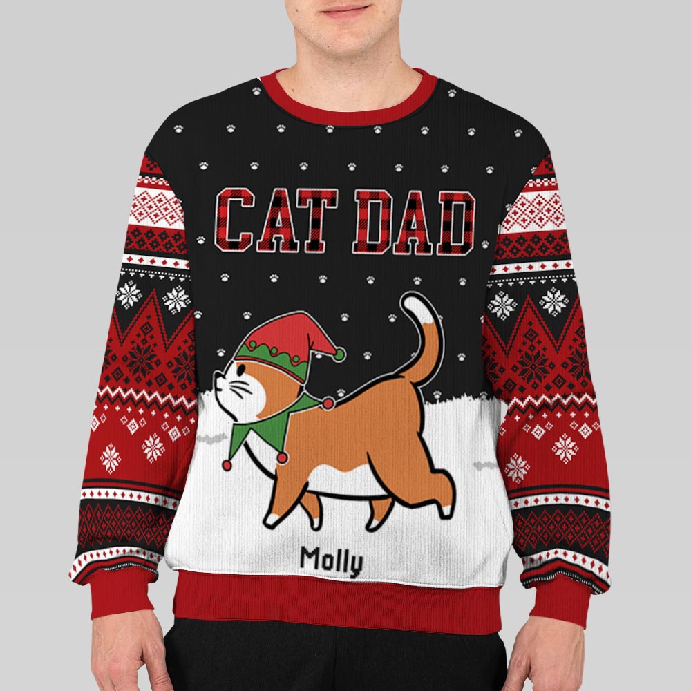 Cat Mom Dad Pattern - Personalized Custom All-Over-Print Unisex 8.8 oz Polyester Blend Sweatshirt