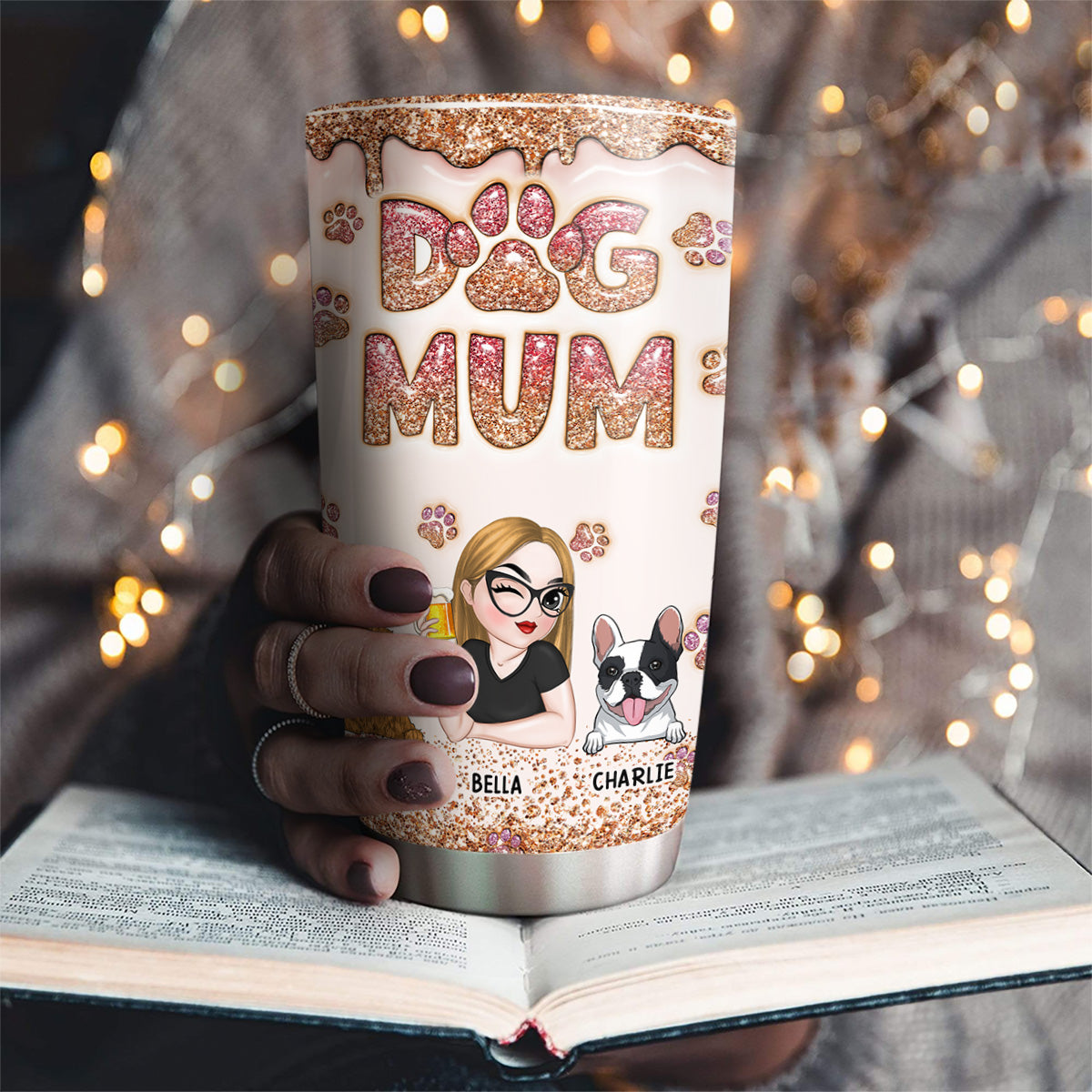 Exquisite Personalized Custom 3D Inflated Effect Tumbler for Lovely Dog Moms