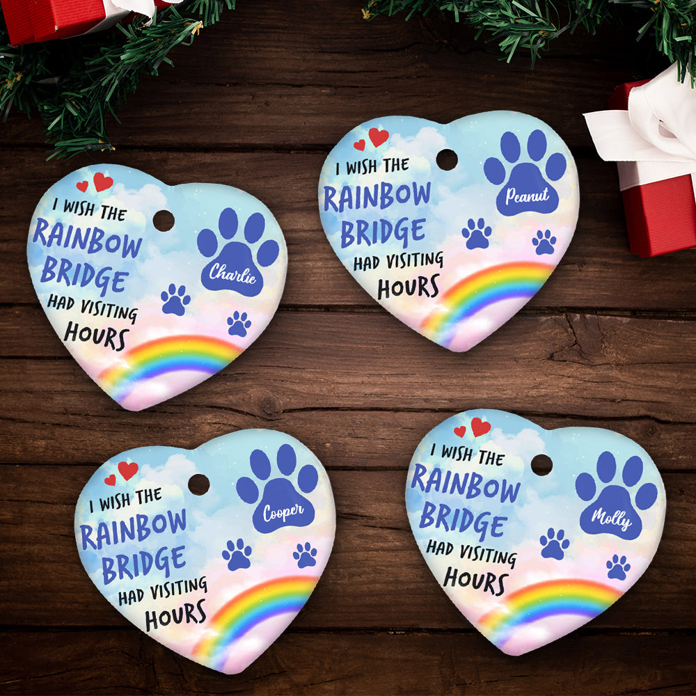 Rainbow Bridge - Exquisite Personalized Custom Heart Ceramic Christmas Ornament for Pet Lovers