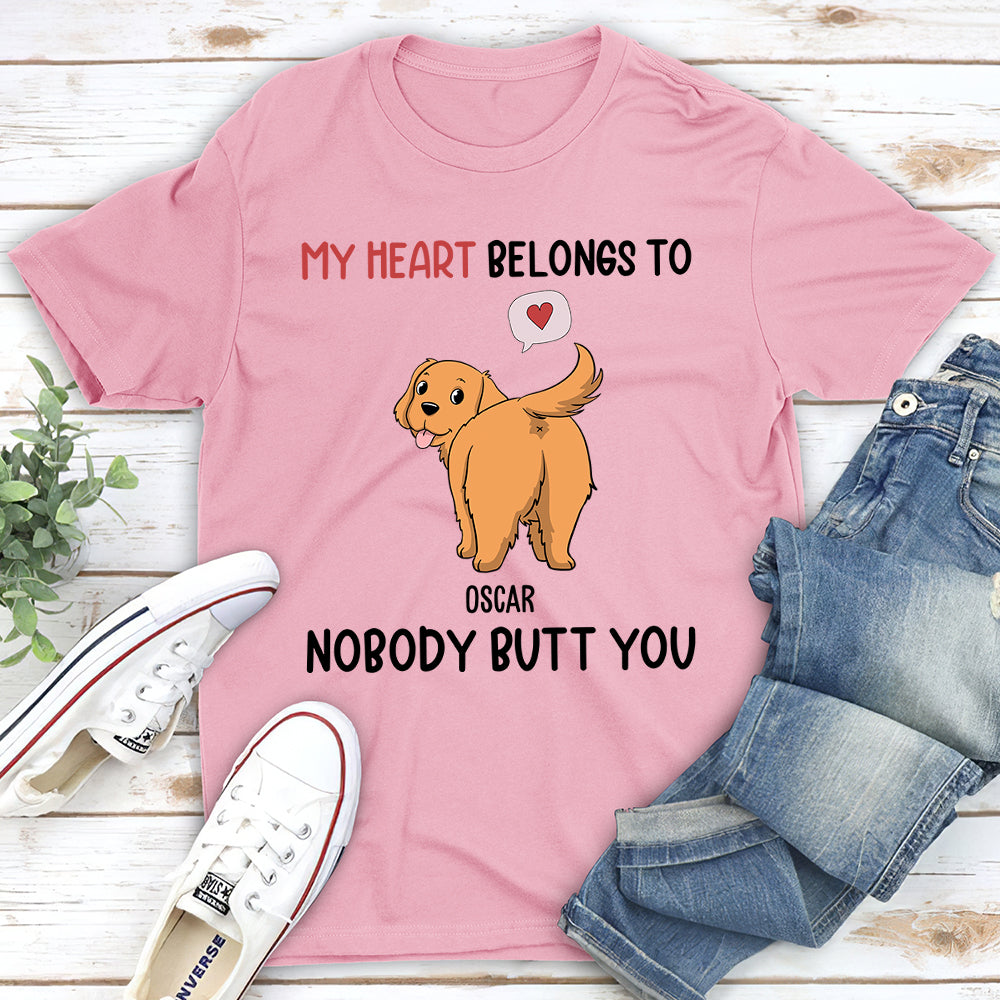 My Heart Belongs To You - Personalized Custom Unisex 5.3 oz T-shirt for Pet Lovers