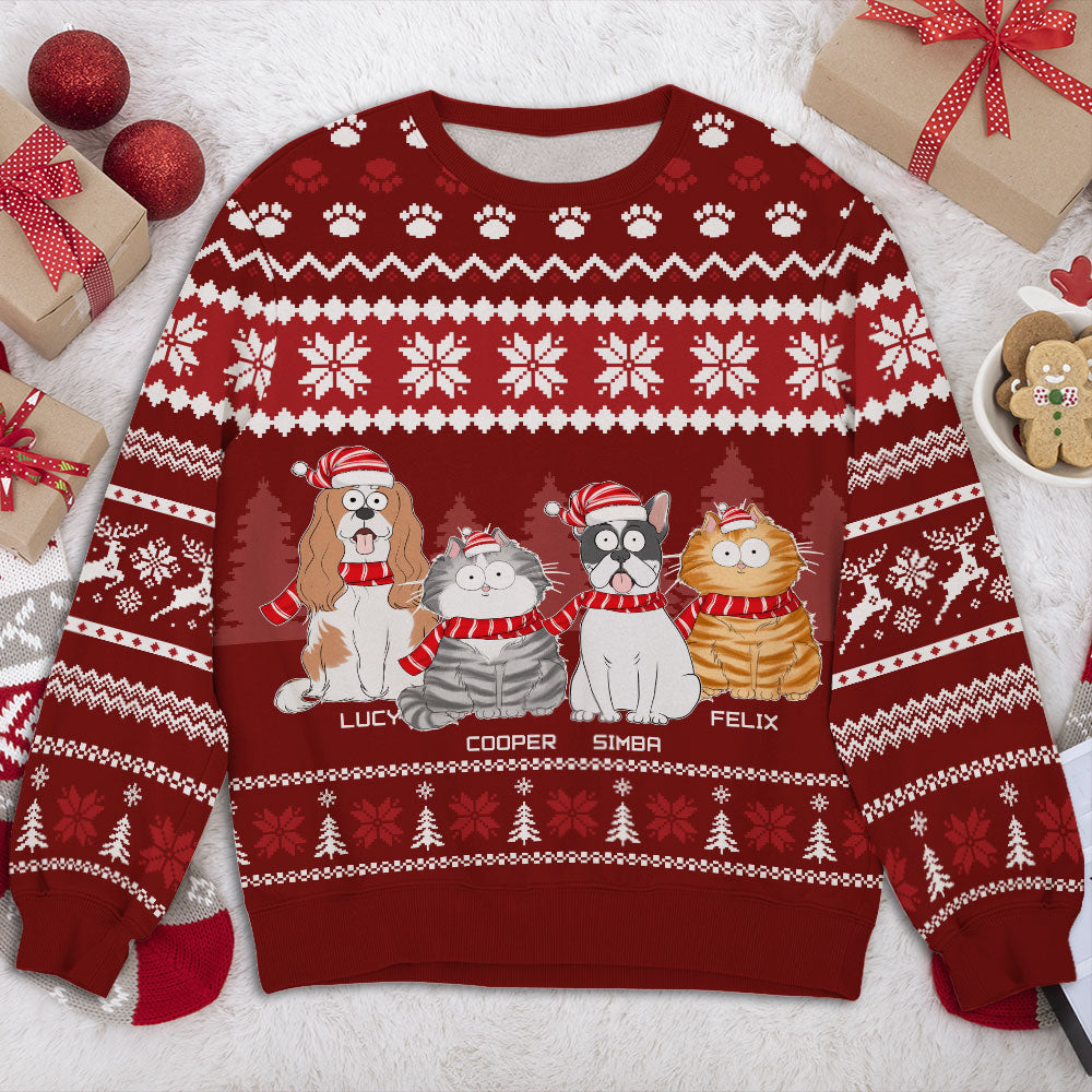 Funny and Unique Personalized Custom All-Over-Print Pet Christmas Sweatshirt