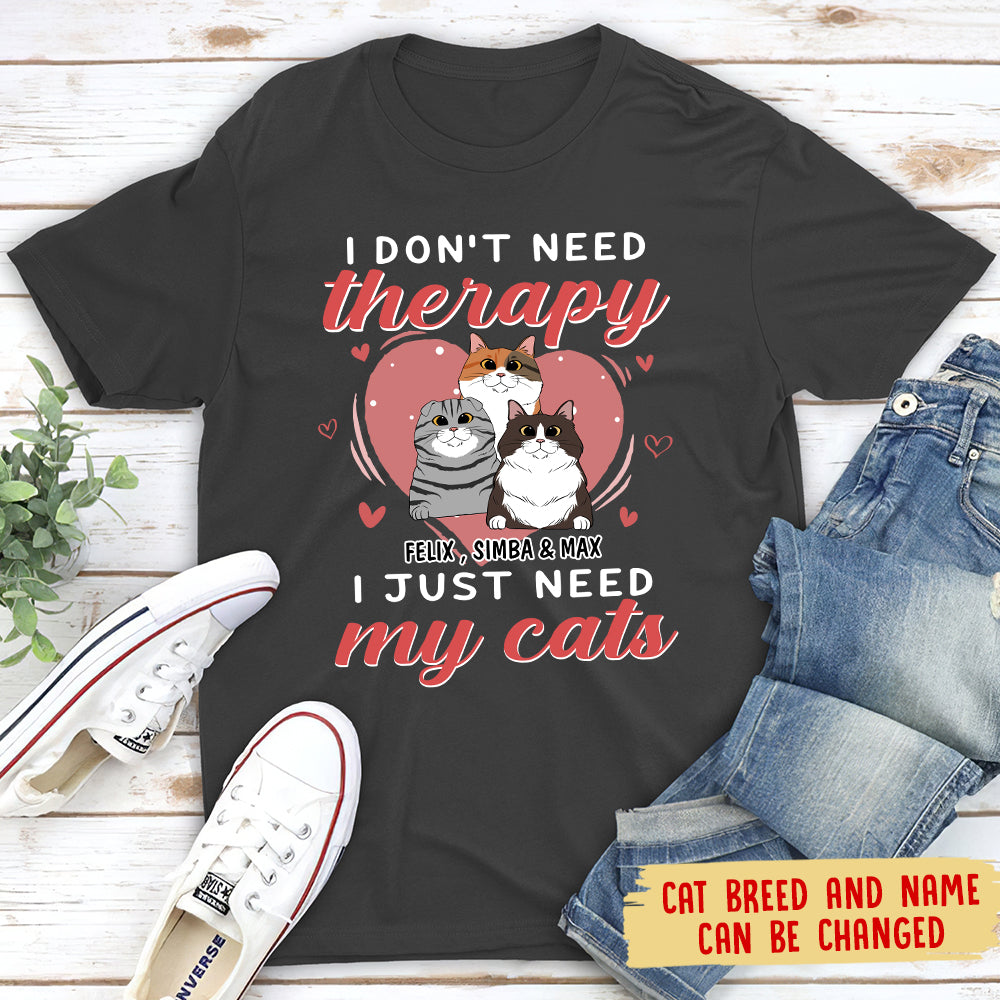 Therapy And Cats - Customizable Unisex 5.3 oz Personalized T-shirt for Pet Lovers
