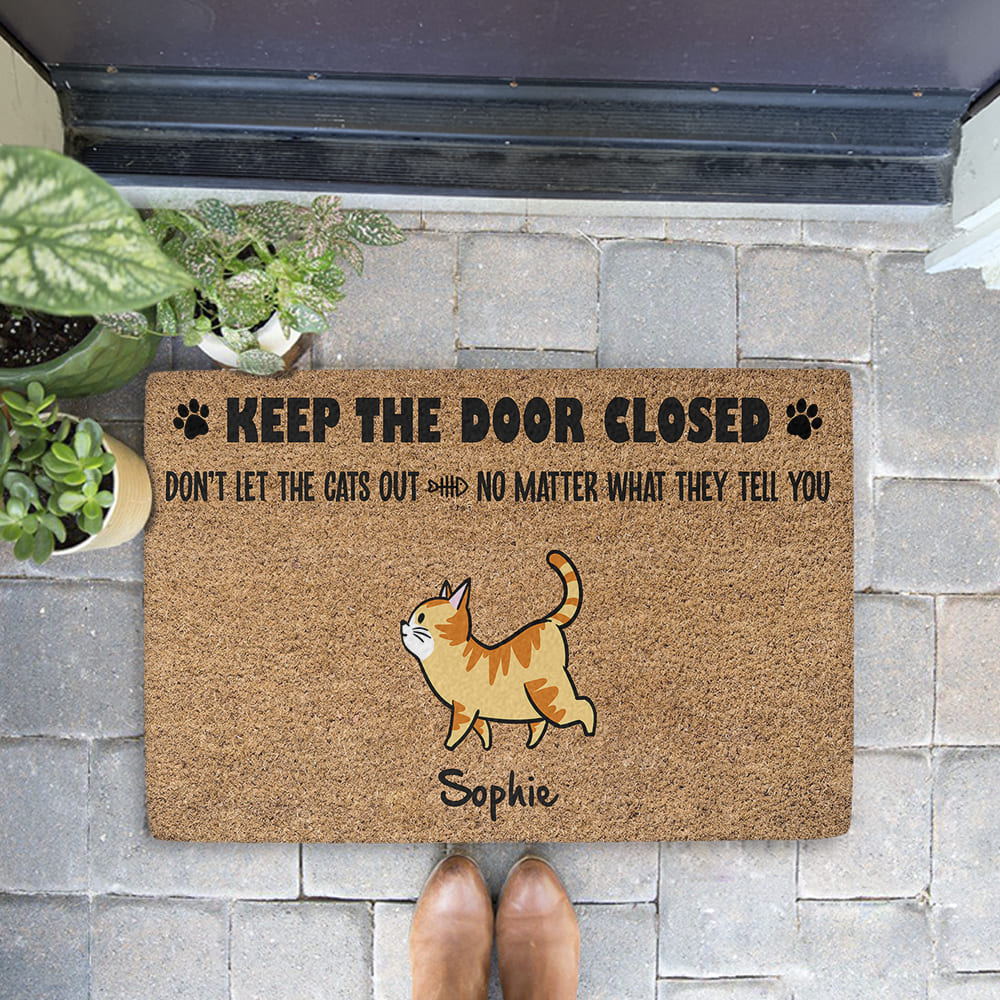 Keep Door Closed - Personalized Custom Dog Picture Doormat in 24' x 16' and 30' x 18' Sizes