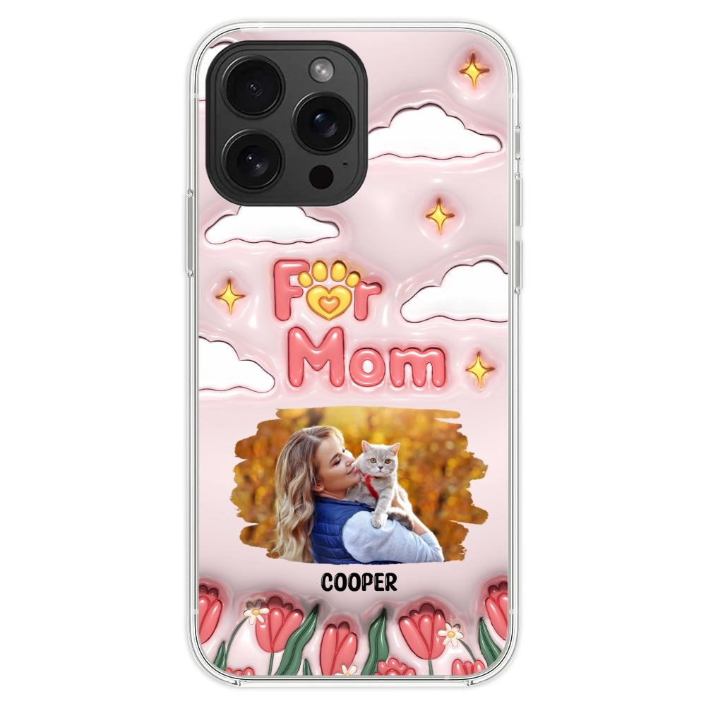 Personalized Custom 3D Inflated Effect 'I Love My Fur Mom' Photo Phone Case - Stylish and Protective