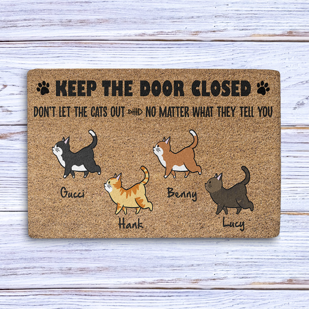 Keep Door Closed - Personalized Custom Dog Picture Doormat in 24' x 16' and 30' x 18' Sizes
