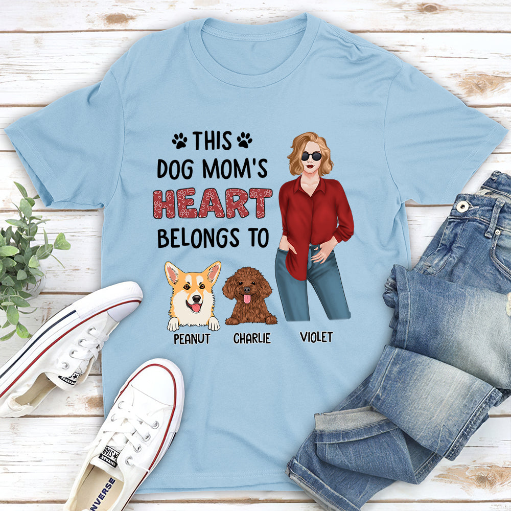 Dog Mom Heart 1 - Personalized Custom Unisex T-shirt for Pet Lovers
