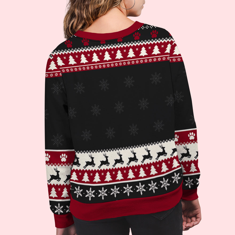 Snowy Pawlidays Cat - Personalized Custom All-Over-Print Unisex 8.8 oz Polyester Blend Sweatshirt