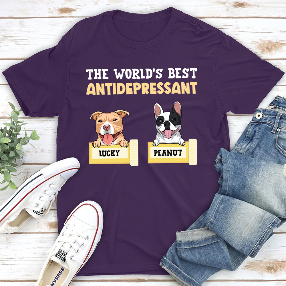The World's Best Antidepressant - Personalized Custom Unisex 5.3 oz T-shirt for Pet Lovers