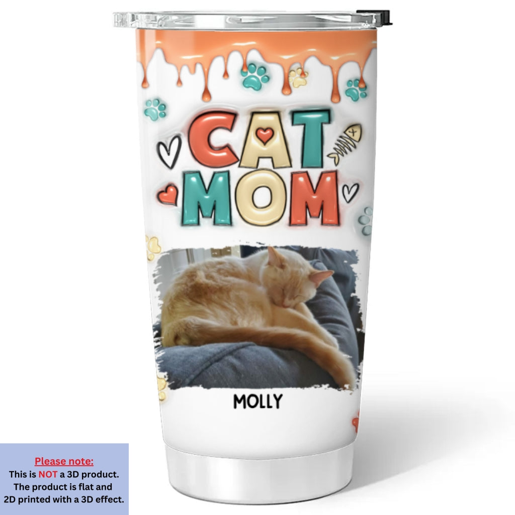 Adorable Customized 3D Inflated Effect Tumbler for Cat Moms with Personalized Photos
