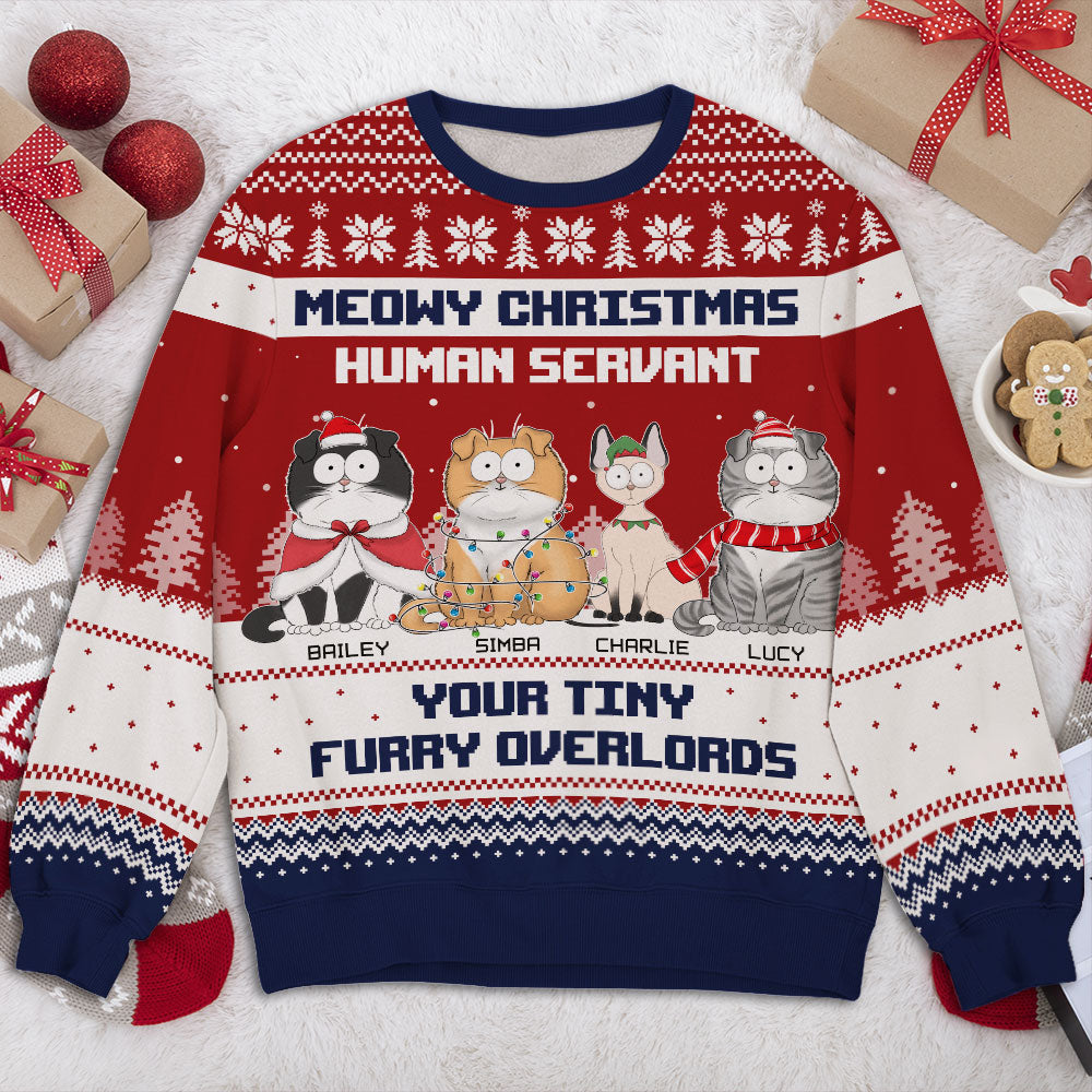 Personalized Custom All-Over-Print Sweatshirt: Your Tiny Furry Overlords - Ideal Gift for Pet Lovers