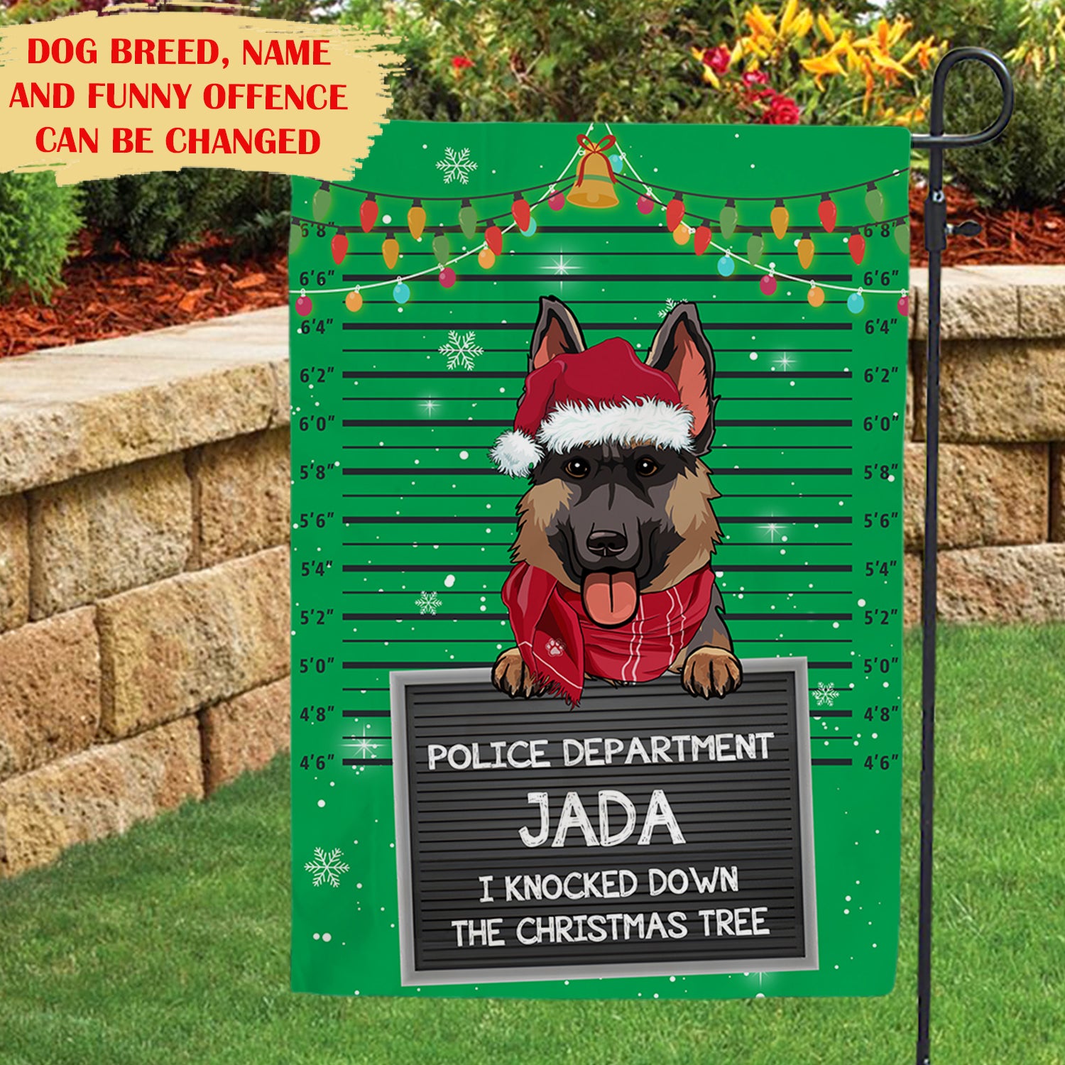 Dog Offence Christmas - Personalized Custom Christmas Garden Flag for Lawn Decor - 12' x 18', 28' x 40'