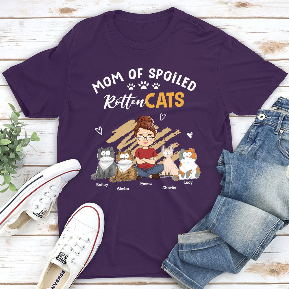 Spoiled Cats Funny Personalized Custom Unisex 5.3 oz Heavy Cotton T-shirt - Ideal Gift for Pet Lovers