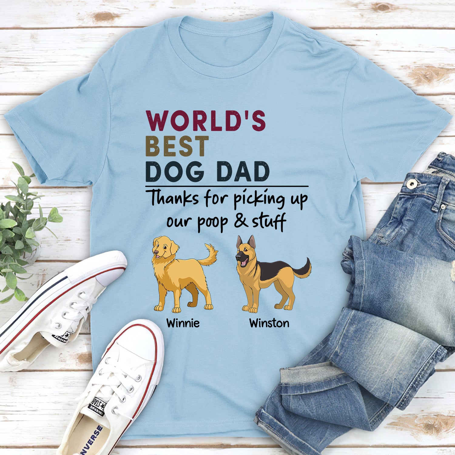 Best Dog Mom/Dad Retro - Personalized Custom Unisex 5.3 oz T-shirt for Pet Lovers
