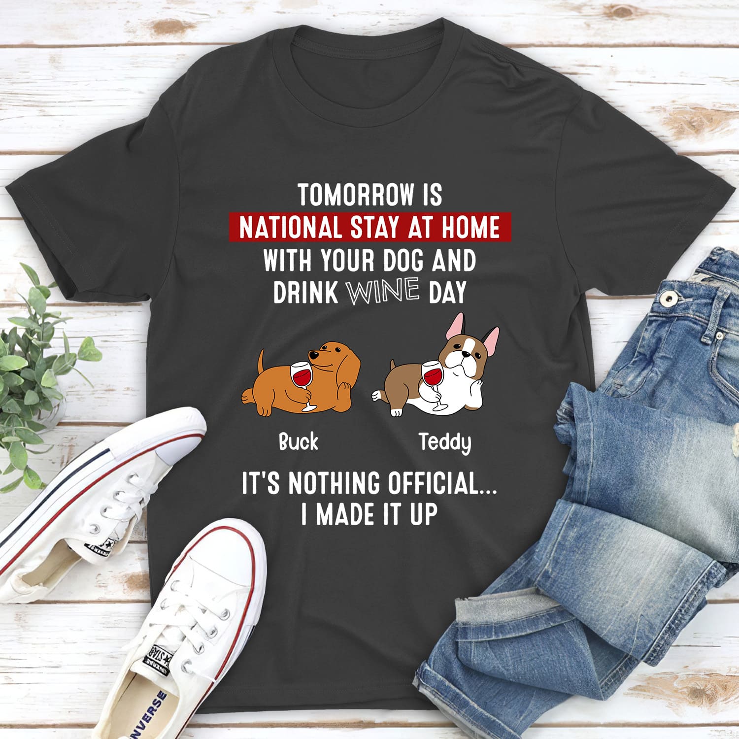 National Stay At Home - Personalized Custom Unisex 5.3 oz T-shirt for Pet Lovers