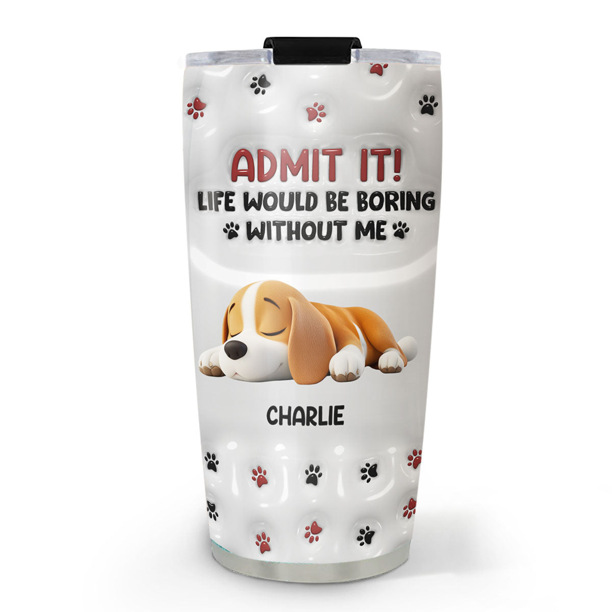 Adorable Dog Baby - Personalized Custom 3D Inflated Effect Stainless Steel Tumbler with Long - lasting Temperature Retention