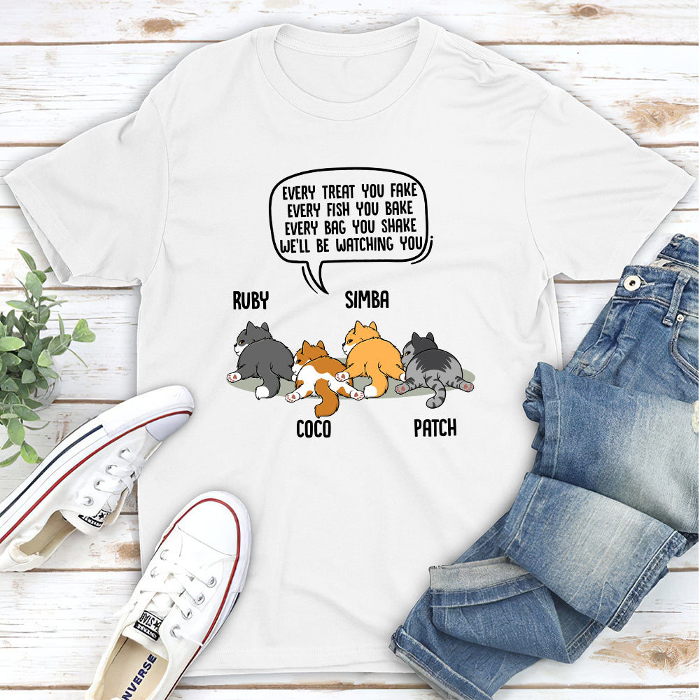 Unique Watching You Cat Butt Personalized Custom Unisex T-shirt for Pet Lovers