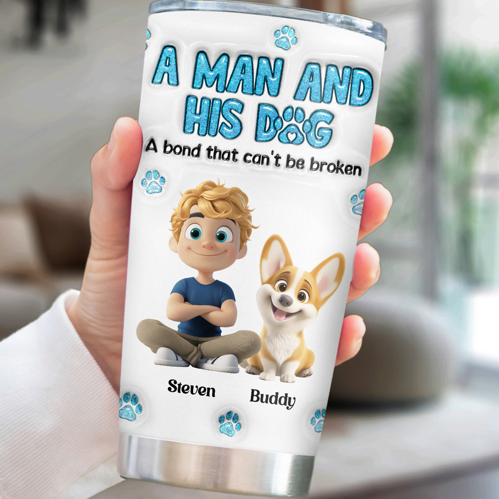 A Man And His Dog - Personalized Custom 3D Inflated Effect 20oz Stainless Steel Tumbler with Thousands of Cool Designs