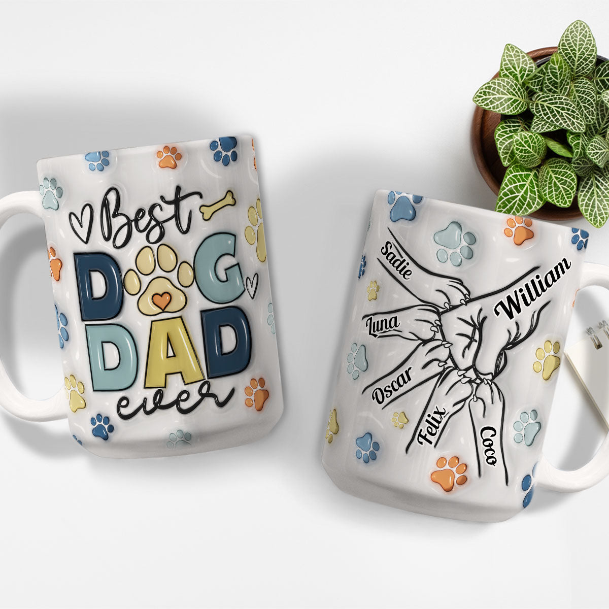 Personalized Custom 3D Inflated Effect Dog Human Fist Bump Mug - 11oz & 15oz