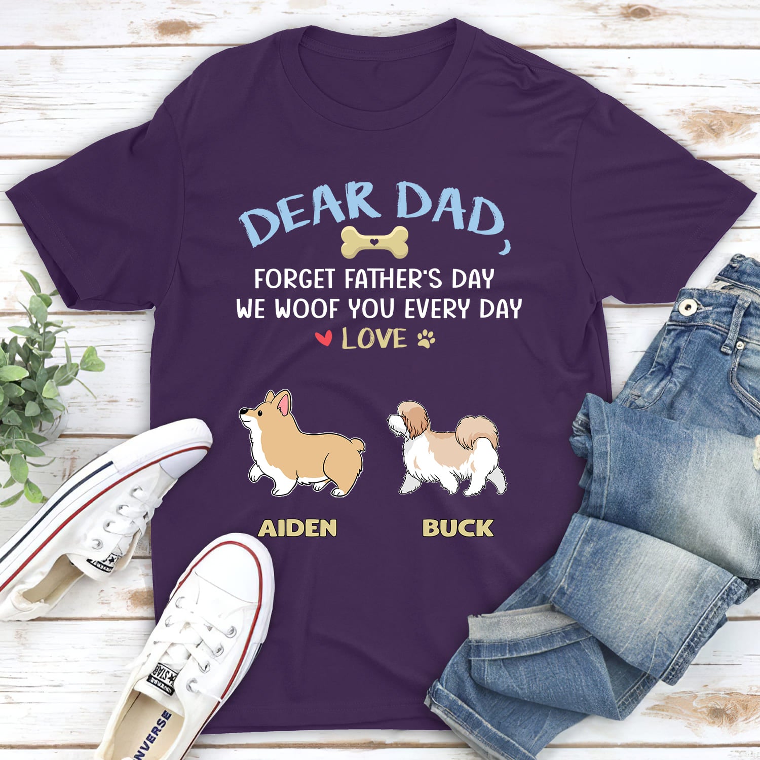 We Woof You, Dad - Personalized Custom Unisex 5.3 oz T-shirt for Pet Lovers