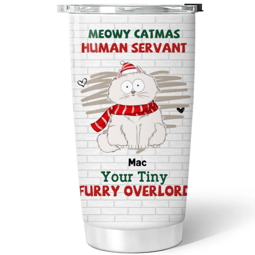 Customizable Tiny Cat Overlord Christmas Personalized Tumbler - 20oz Stainless Steel