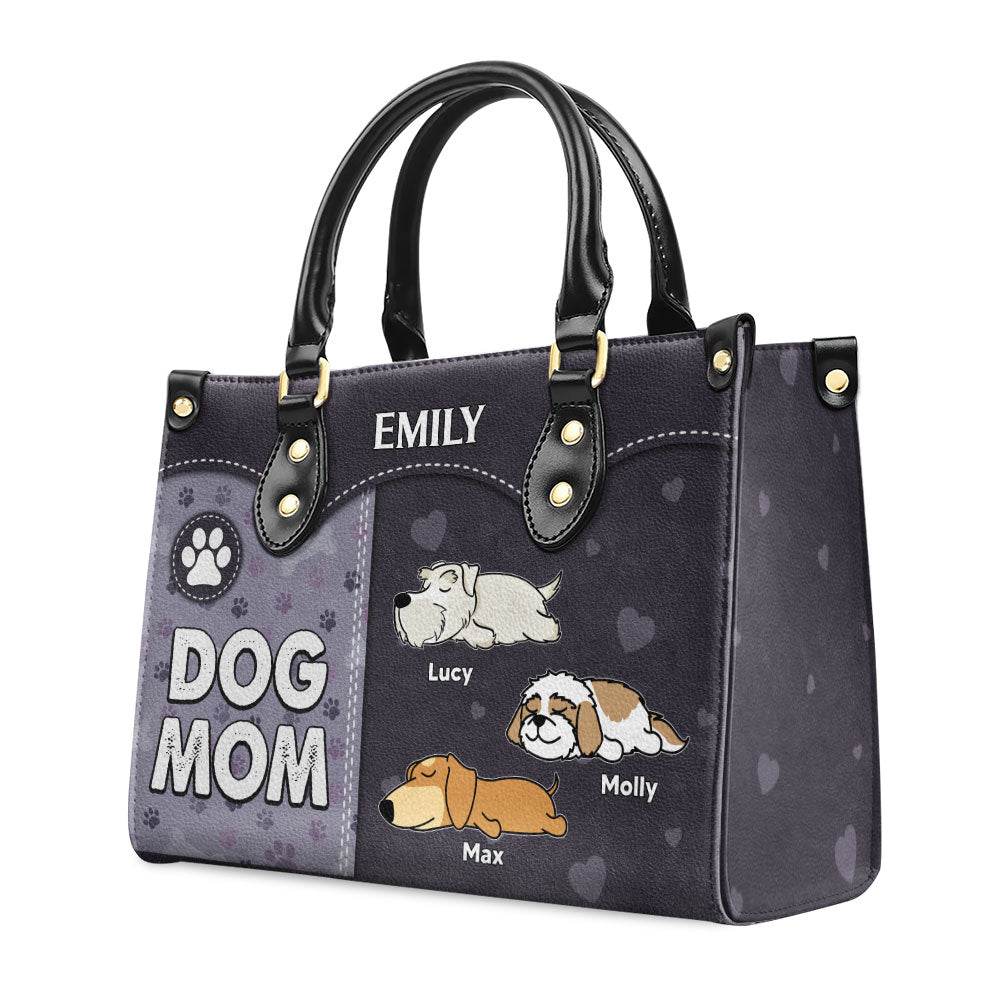 Personalized Custom Leather Bag for Dog Moms with Paw Print Design