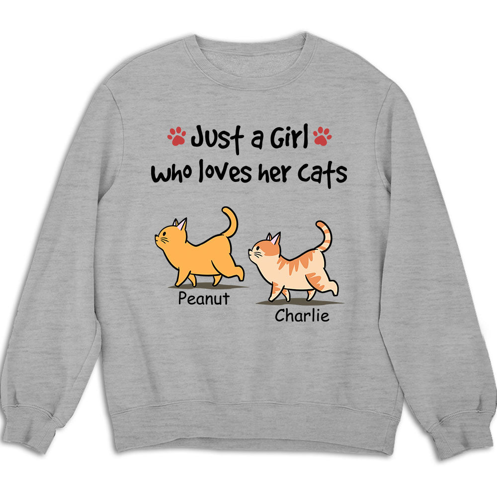Just A Girl With Cats - Customizable Personalized Unisex 8.0 oz Sweatshirt