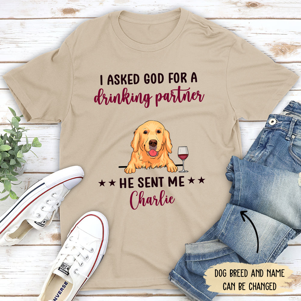 Drinking Partner - Personalized Custom Unisex 5.3 oz T-shirt for Pet Lovers
