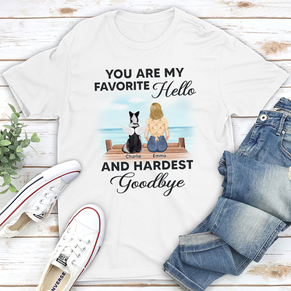 My Favorite Hello Memorial Beach - Personalized Custom Unisex 5.3 oz T-shirt for Pet Lovers