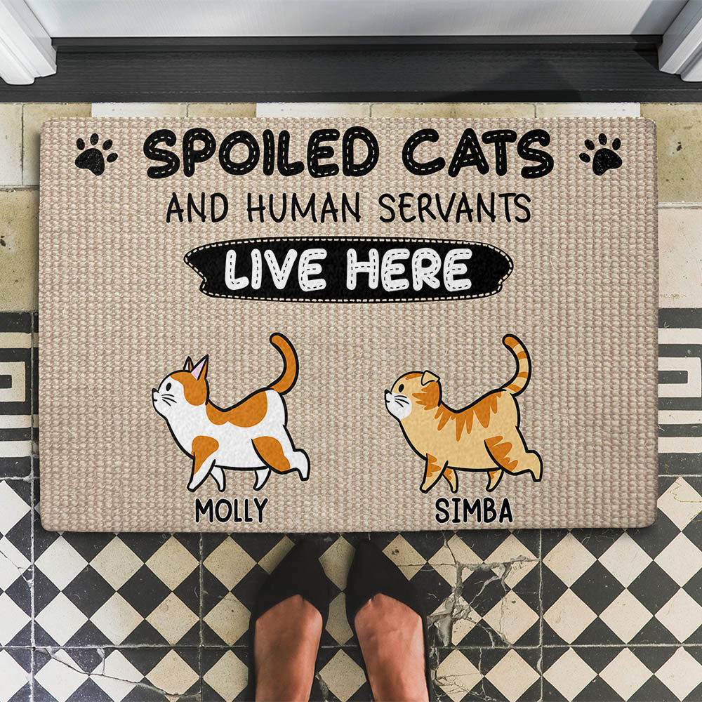 Spoiled Cats Live Here - Customizable Personalized Doormat with Dog's Picture