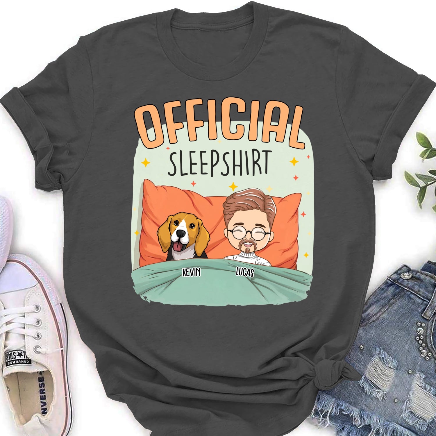 Unique Personalized Custom Women's Sleep With My Dog T-shirt