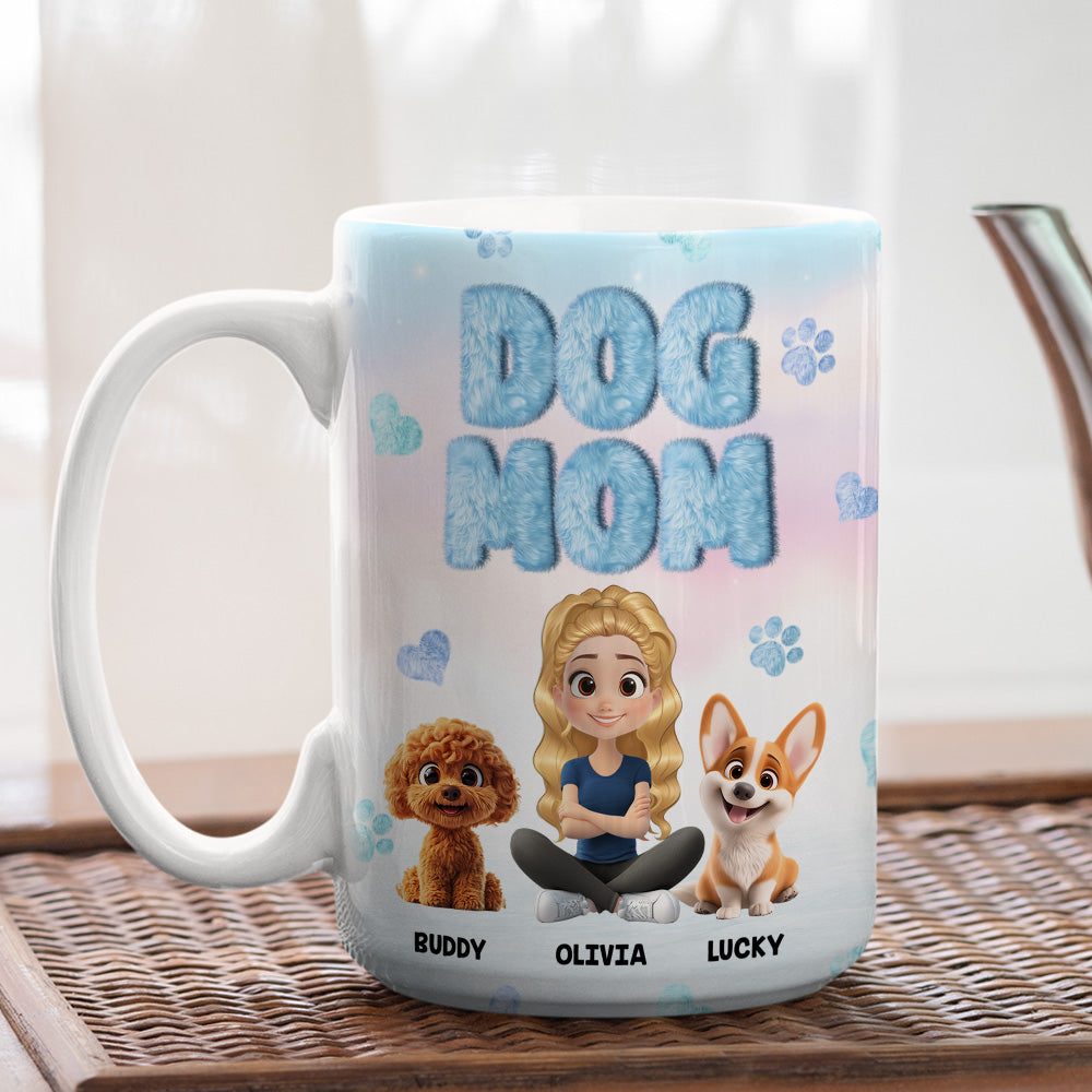 Fluffy Dog Mom - Exquisite Personalized Custom 3D Inflated Effect Ceramic Mug (11oz & 15oz)