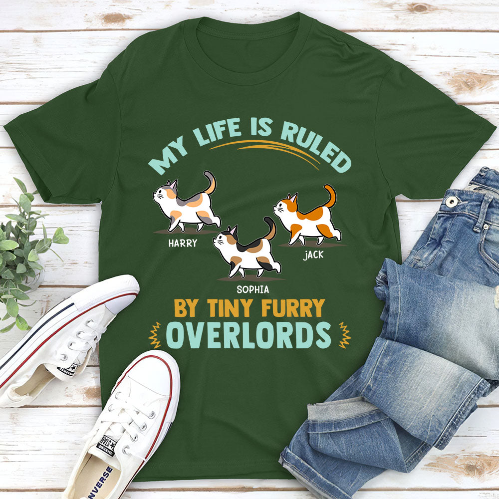 Furry Overlords Walking Cat - Personalized Custom Unisex 5.3 oz T-shirt for Pet Lovers