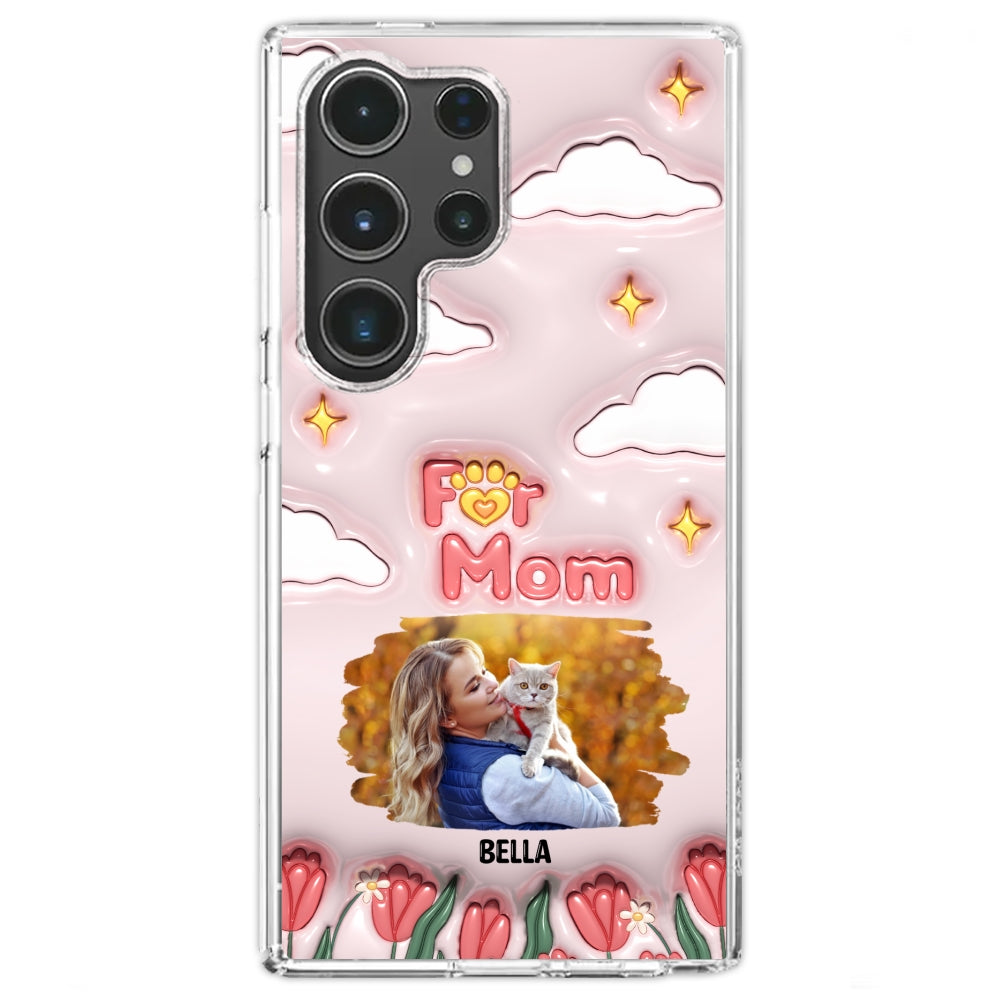 Personalized Custom 3D Inflated Effect 'I Love My Fur Mom' Photo Phone Case - Stylish and Protective