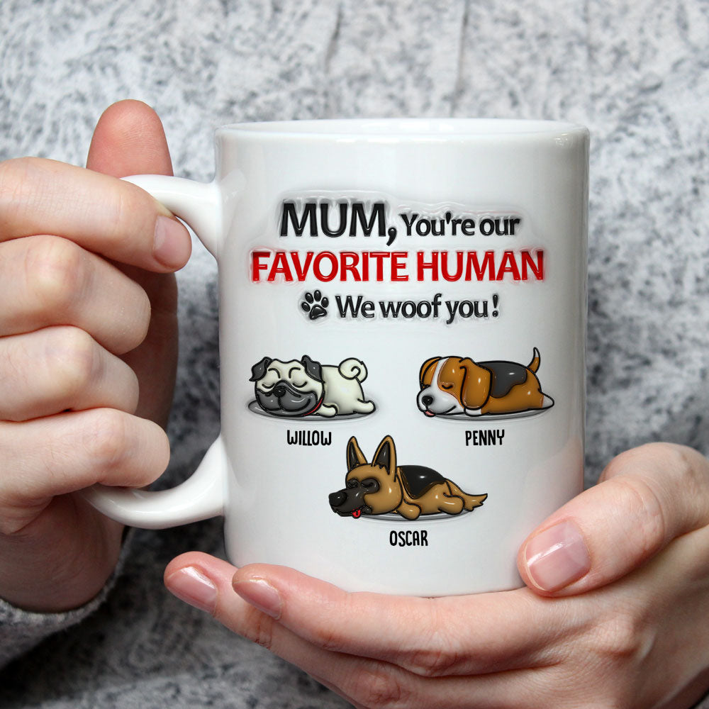 Personalized Custom 3D Inflated Effect 'Woof You Dad' Mug - 11oz and 15oz High - quality Ceramic