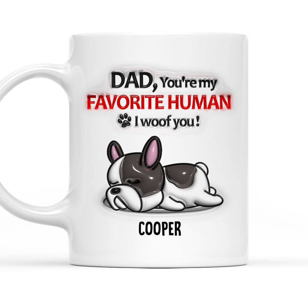 Personalized Custom 3D Inflated Effect 'Woof You Dad' Mug - 11oz and 15oz High - quality Ceramic