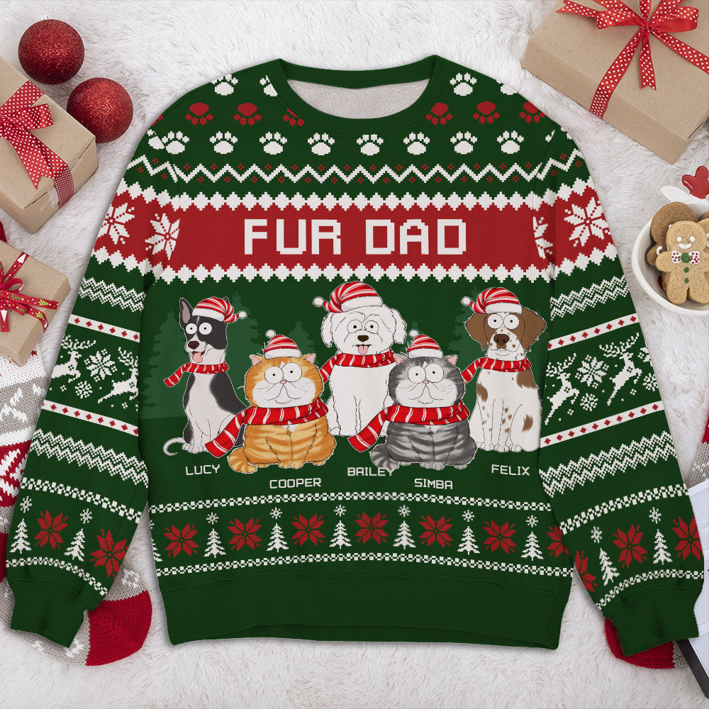 Funny and Unique Personalized Custom All-Over-Print Pet Christmas Sweatshirt