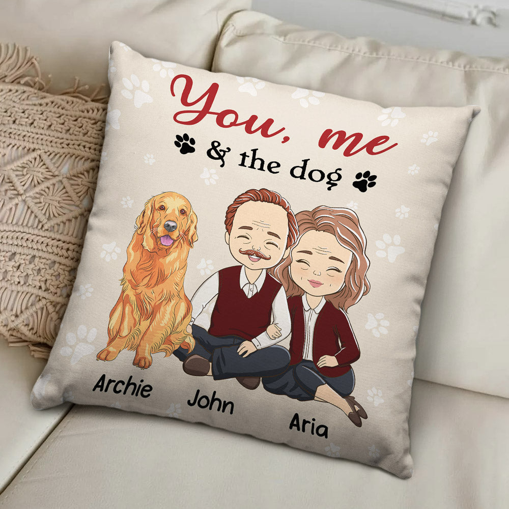 You, Me & Dogs - Personalized Custom Throw Pillow in 12' x 12' and 18' x 18' Sizes