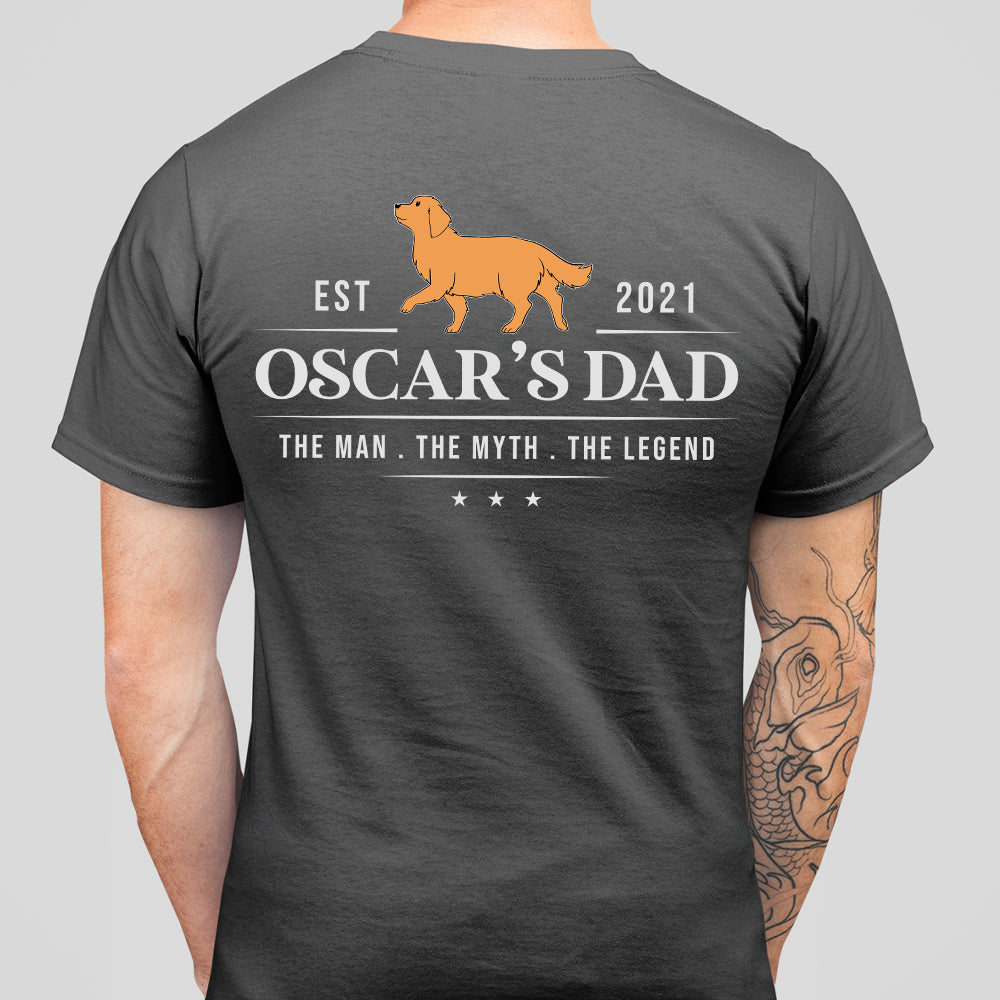 Dog Dad Est Year - Personalized Custom Unisex Heavy Cotton T-shirt for Pet Lovers
