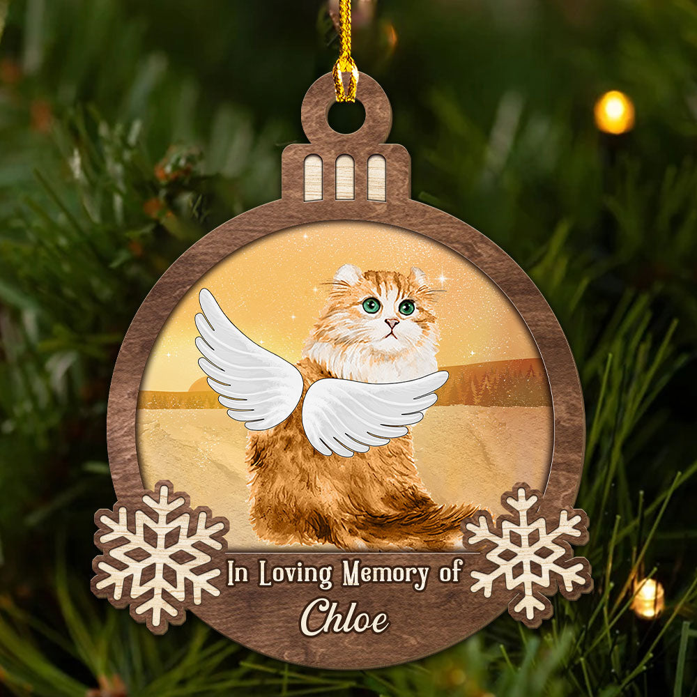 Heavenly Personalized Custom 1-layered Wood Ornament for Loving Memory - Ideal Gift for Pet Lovers