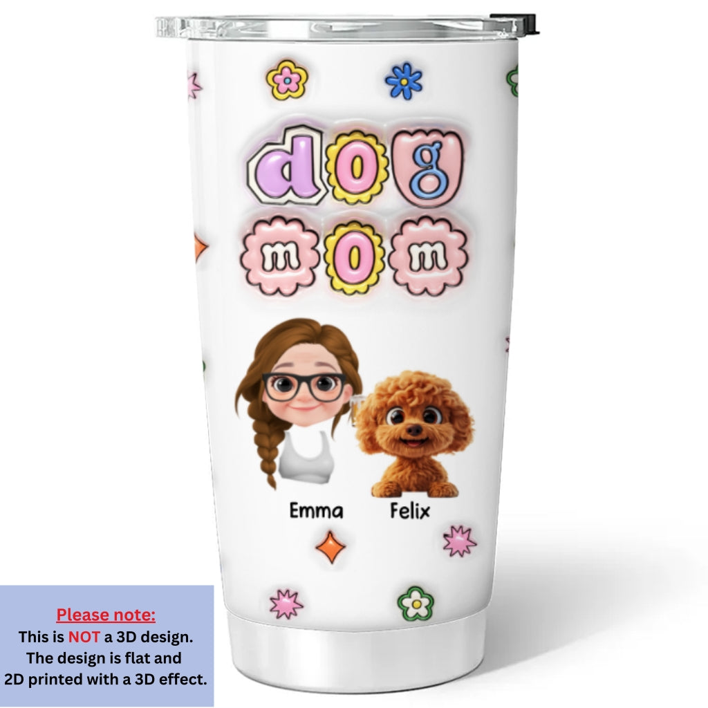 Personalized 3D Inflated Effect Chibi Dog Mom Tumbler - Ideal for Every Occasion