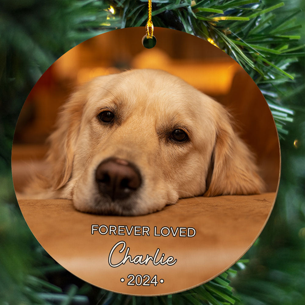 Forever Loved Customizable Photo Pet Memorial - Unique Personalized Custom Wood Christmas Ornament