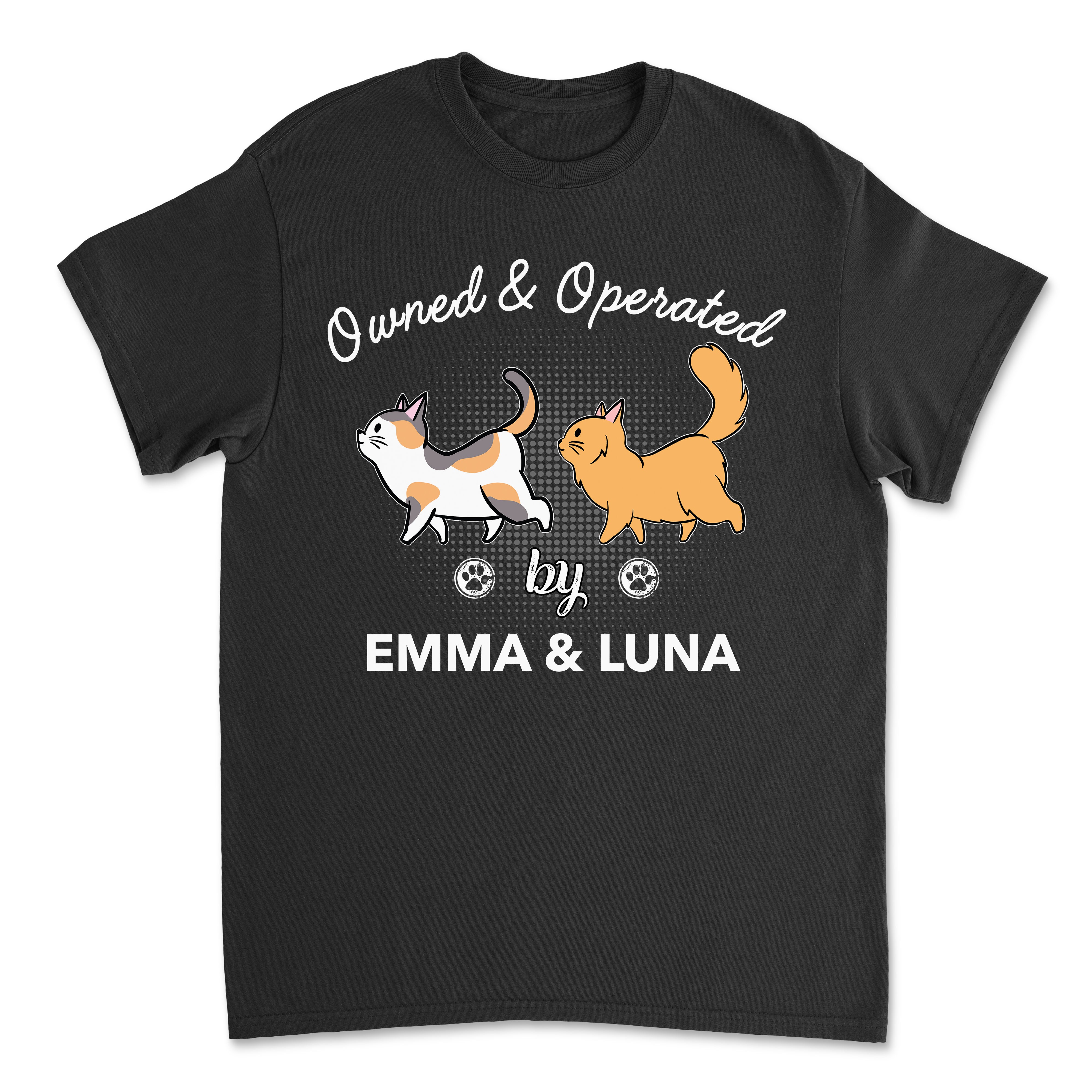Operated By Cats - Personalized Custom Unisex 5.3 oz T-Shirt for Pet Lovers