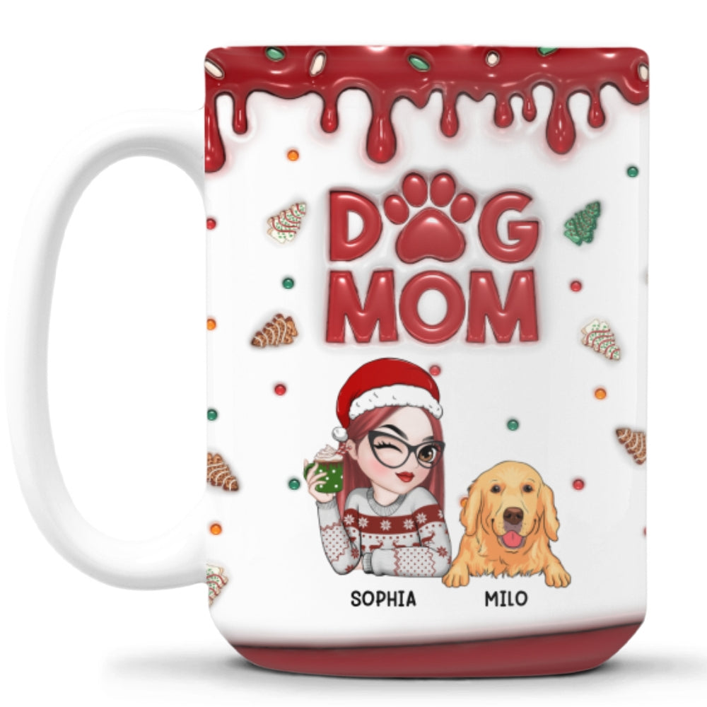 Charming Personalized Custom 3D Inflated Effect Lovely Dog Mom Cake Mug - 11oz
