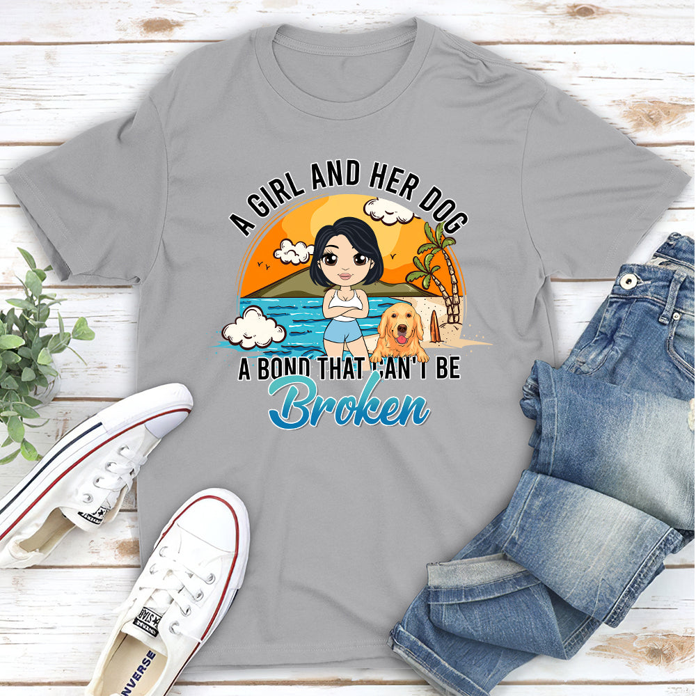 Girl And Dog 1 - Personalized Custom Unisex 5.3 oz T-shirt for Pet Lovers