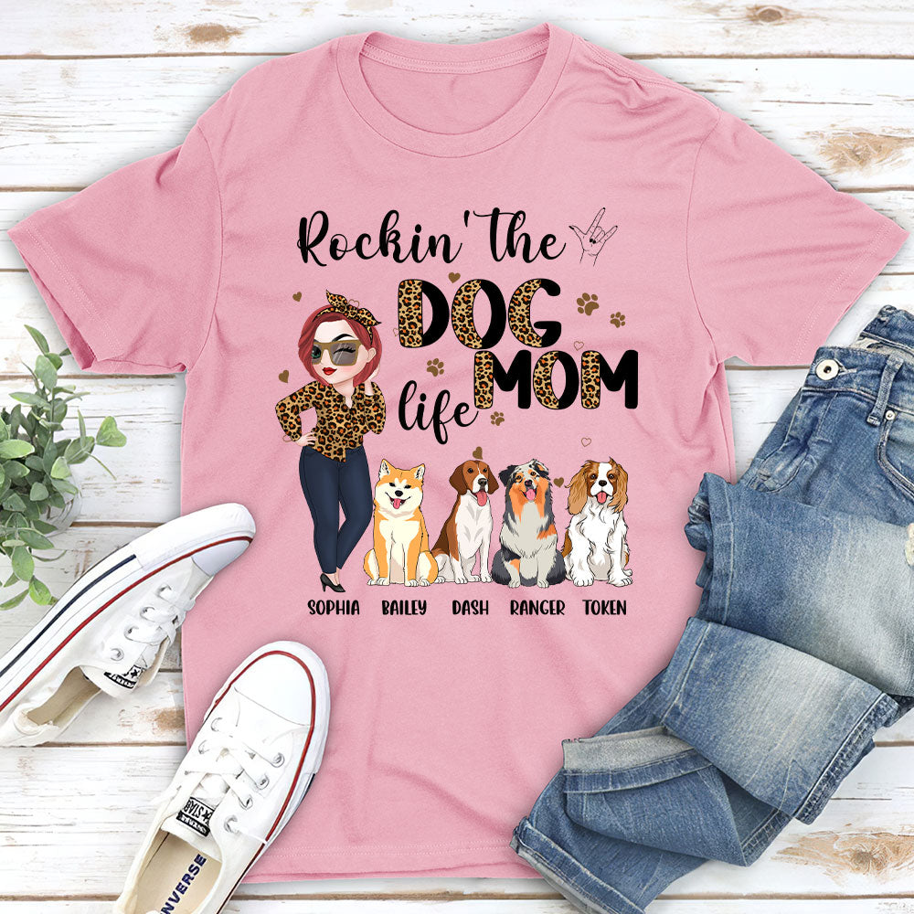 Rockin' The Dog Mom Life - Personalized Custom Unisex 5.3 oz T-shirt for Pet Lovers