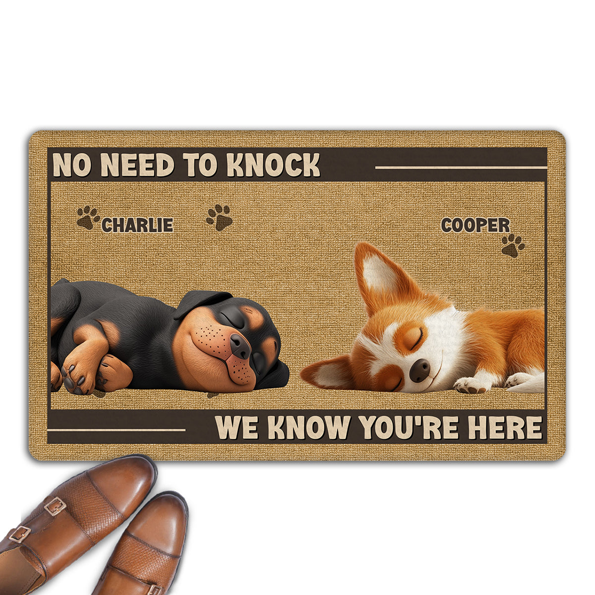 Personalized Custom Doormat - No Need To Knock, Ideal for Pet Lovers